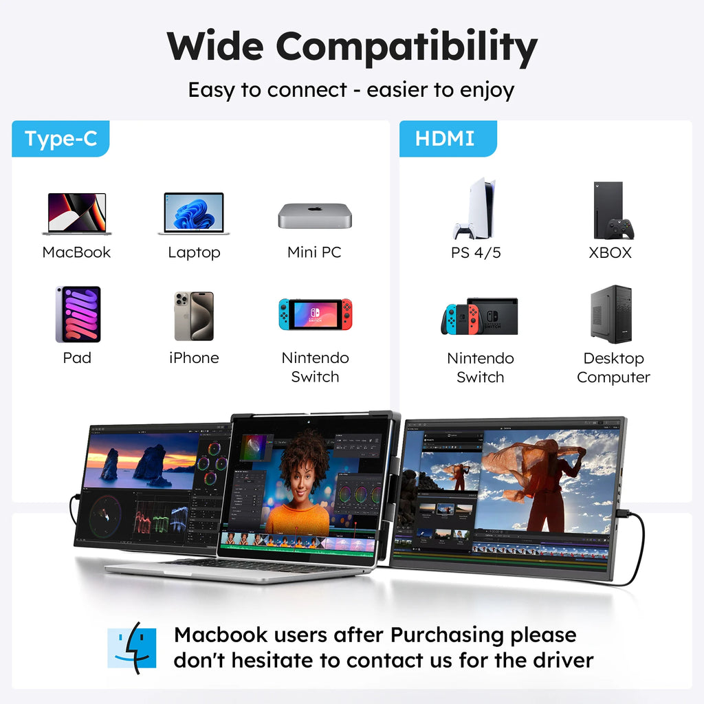 15.6" Triple Screen Laptop Extender