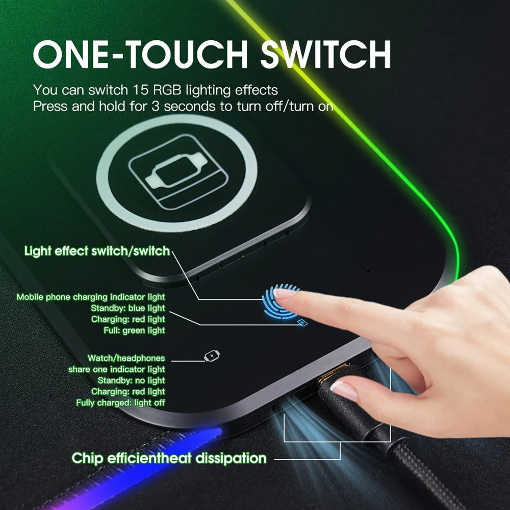 3-in-1 Wireless Charging Gaming Desk Mat