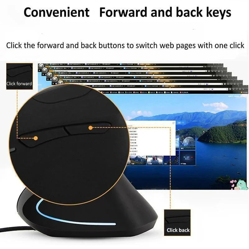 Ergonomic Vertical RGB Gaming Mouse