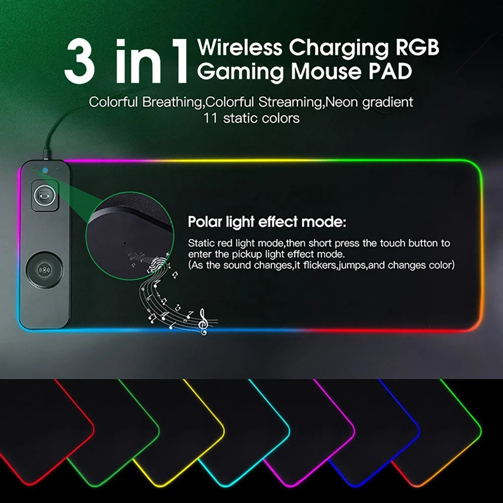 3-in-1 Wireless Charging Gaming Desk Mat