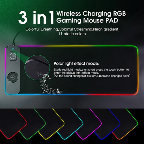 3-in-1 Wireless Charging Gaming Desk Mat